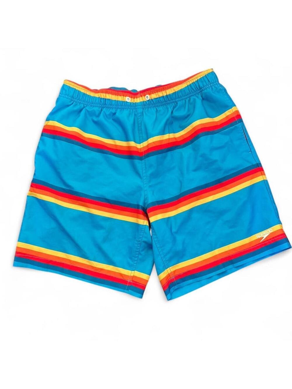 Speedo Men's Medium Blue Striped Swim Trunks